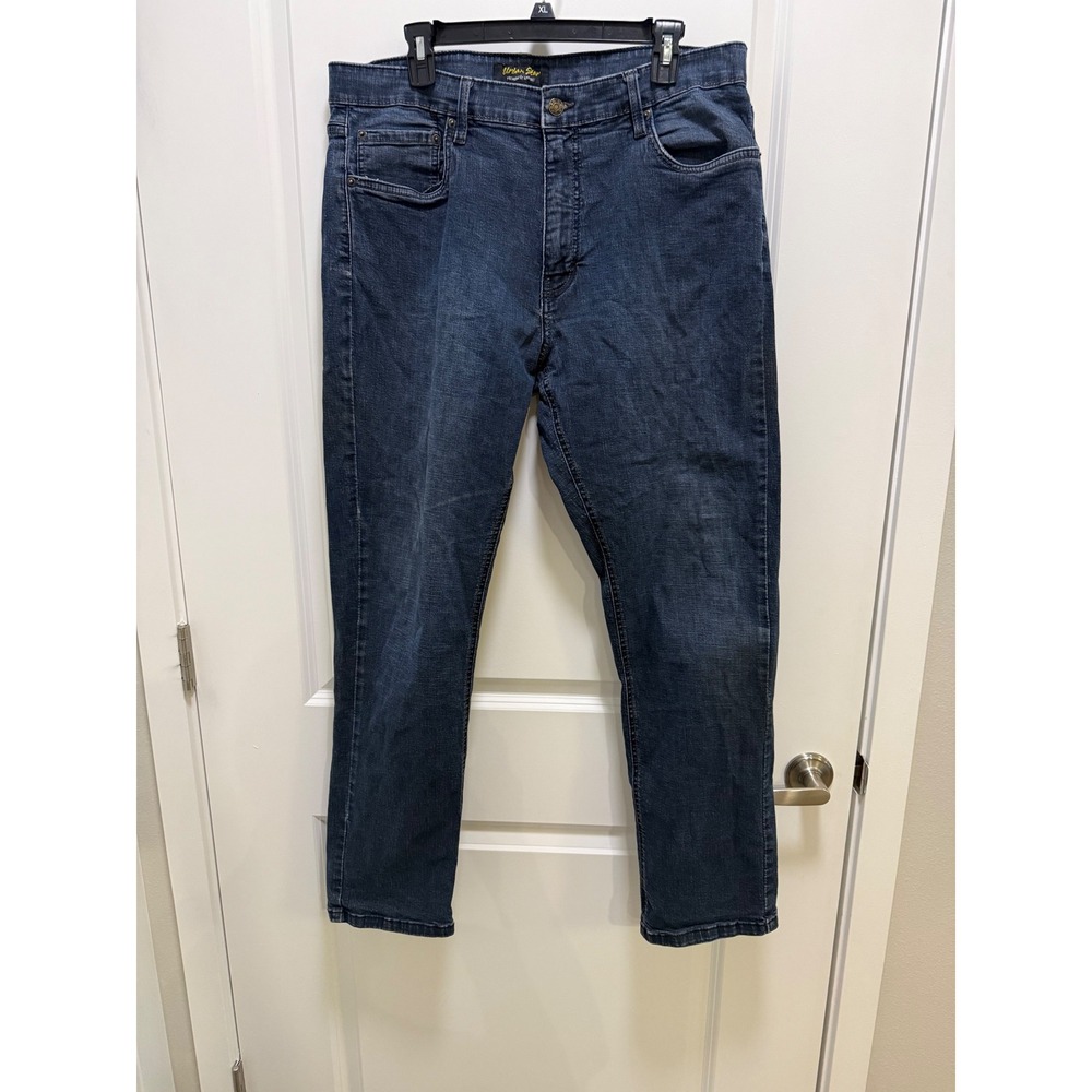 Urban Star Mens Dark Wash Straight Leg Stretch Denim Jeans 38x32 02513692CU Blue